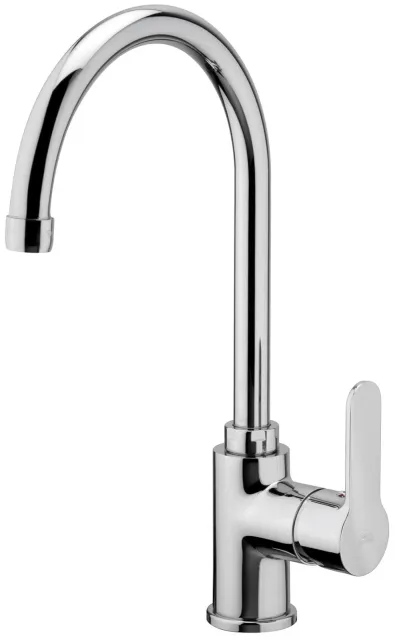 Paffoni Miscelatore Blu180 Rubinetto Miscelatore per Lavello Cucina a Bocca Alta a Ombrello, Ottone Cromato