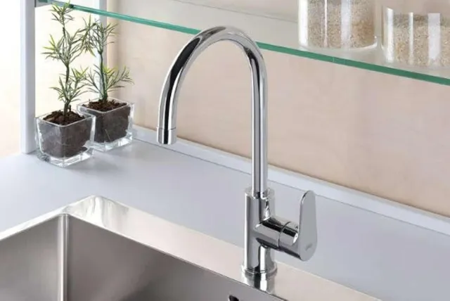Paffoni Miscelatore Blu180 Rubinetto Miscelatore per Lavello Cucina a Bocca Alta a Ombrello, Ottone 