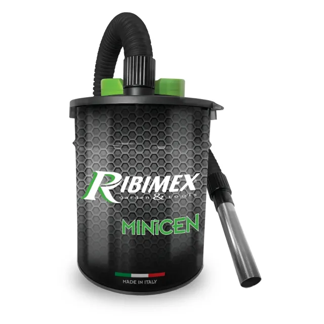 Ribimex Inserto camino PRCEN011 Aspiracenere Elettrico Minicen, con Filtro HEPA Intercambiabile e Lavabile, Bidone da 10 L, Potenza 800 W, Ideale per Aspirare Ceneri Fredde da Stufe, Caminetti