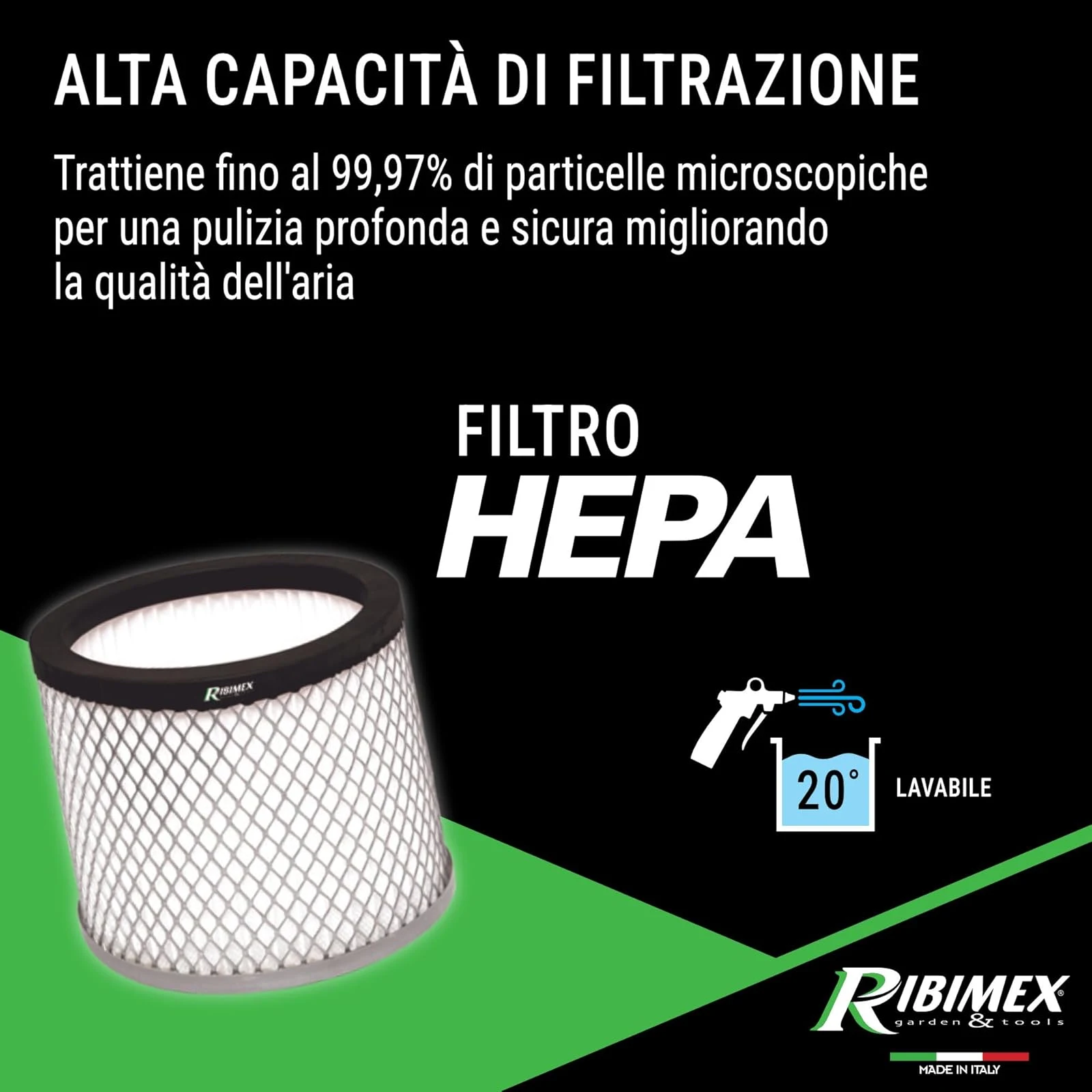 Ribimex Inserto camino PRCEN011 Aspiracenere Elettrico Minicen, con Filtro HEPA Intercambiabile e La