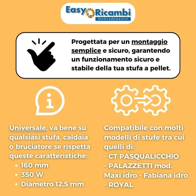 Easyricambi Stufa a legna 350W Candeletta Accensione Stufa Pellet , Diametro 12,5mm e Lunghezza sott