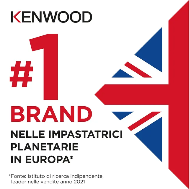 Kenwood Planetaria KVL4100S Impastatrice Planetaria Chef XL con Ciotola da 6,7L, 3 Ganci di Miscelaz