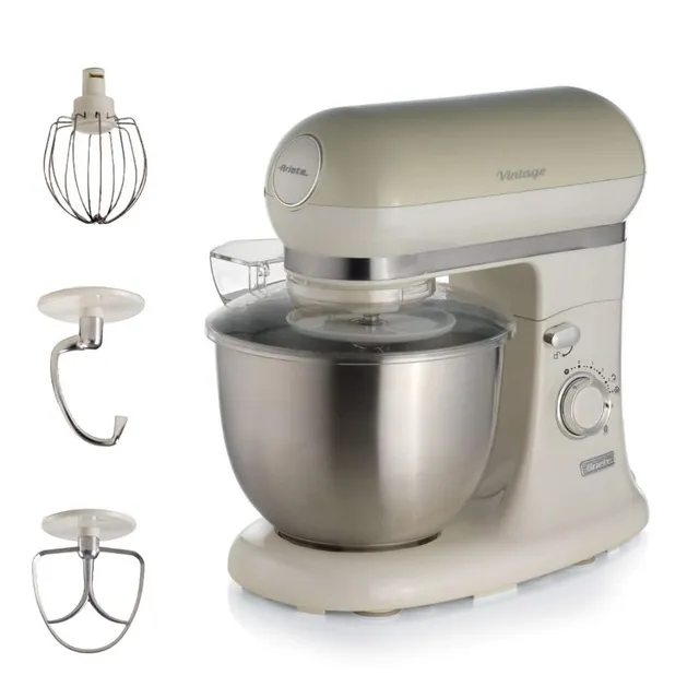 Ariete Planetaria 1588 Impastatrice Vintage , Planetaria per Pane, Pizza, Dolci e Pasticceria, Gancio, Frusta a Cuore e Frusta a Filo Inclusi, Capacità 5.5 Litri, 7 Velocità + Pulse,