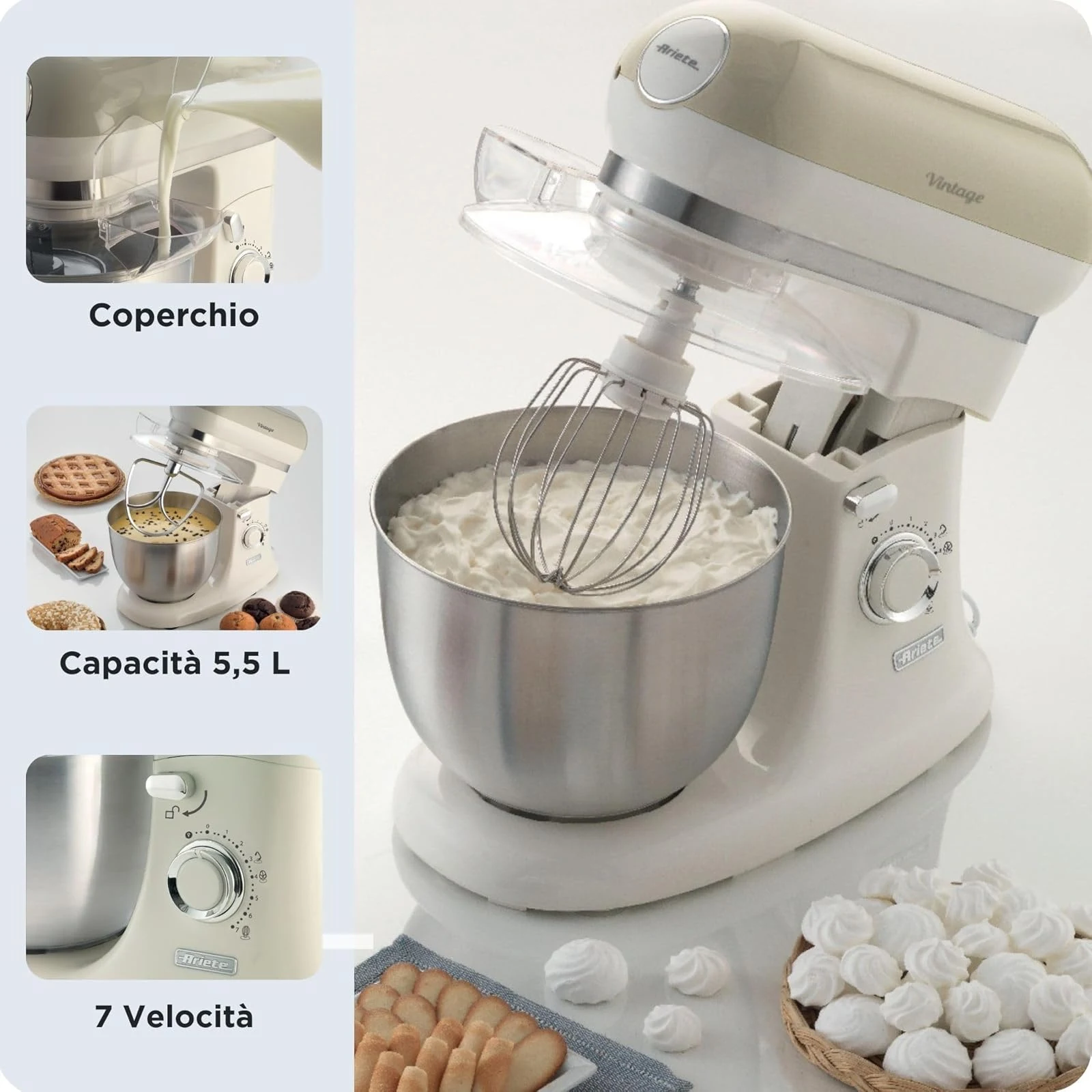 Ariete Planetaria 1588 Impastatrice Vintage , Planetaria per Pane, Pizza, Dolci e Pasticceria, Ganci