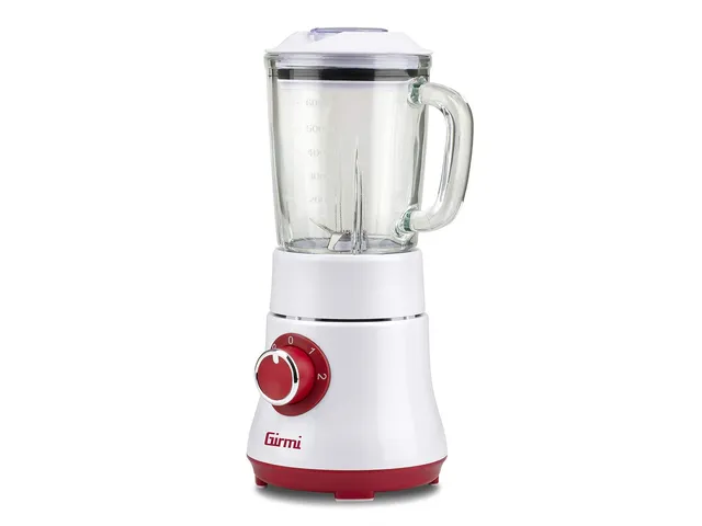 Girmi Frullatore FR23 Frullatore Elettrico, 300W, Bicchiere in Vetro, 2 Velocità, 4 Lame in Acciaio INOX, 600 ml, Bianco