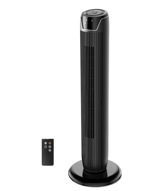 Midea Ventilatore FZ10-17JR Ventilatore a Torre Silenzioso con Telecomando, Ventilatore da Terra Portatile 45W, 90° Oscillazione, Display LED, 3 Velocità e 3 Modalità, Timer 7H, per Casa e