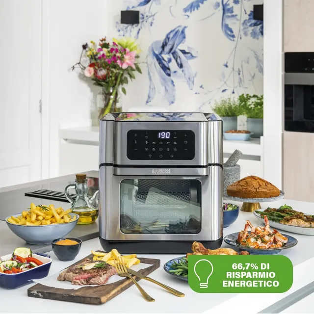 Princess Frullatore 10 L Friggitrice ad Aria Forno con Cestello Rotante, Airfryer Ventilato, 10 Prog