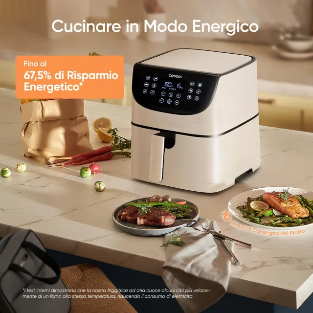 COSORI Deumidificatore 75-205°C Friggitrice ad Aria 5,7 Litri, Air Fryer, 13 Funzioni, 97% Meno Olio