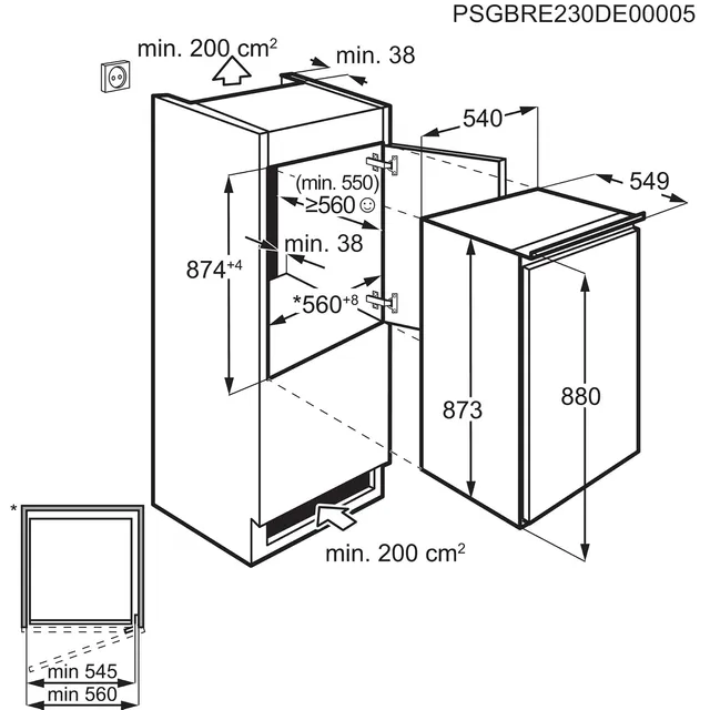 Electrolux Congelatore LUB3AE88S Congelatore Verticale da Incasso, Serie 600 LowFrost, Altezza 87,3 