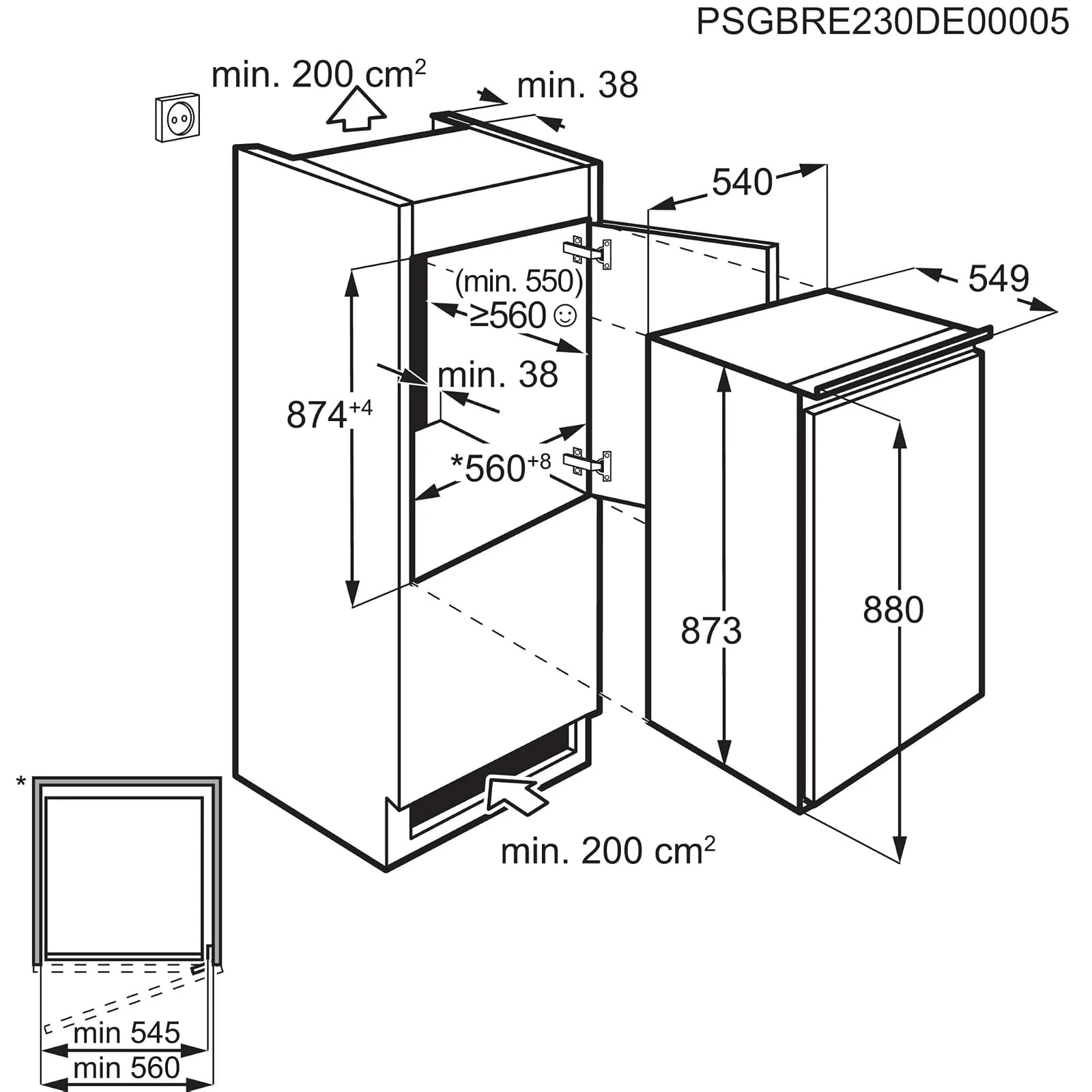 Electrolux Congelatore LUB3AE88S Congelatore Verticale da Incasso, Serie 600 LowFrost, Altezza 87,3