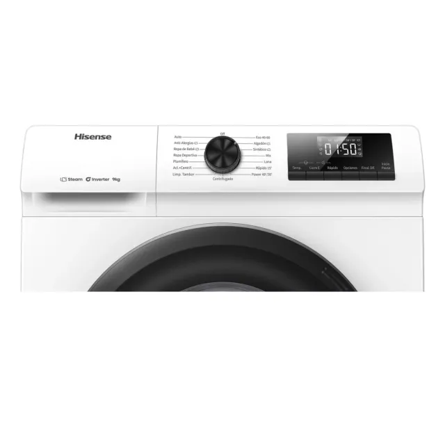 Hisense Lavatrice slim WF1Q9041BW Lavatrice con funzione vapore, 9 kg, 1400 giri/min, 15 programmi, 