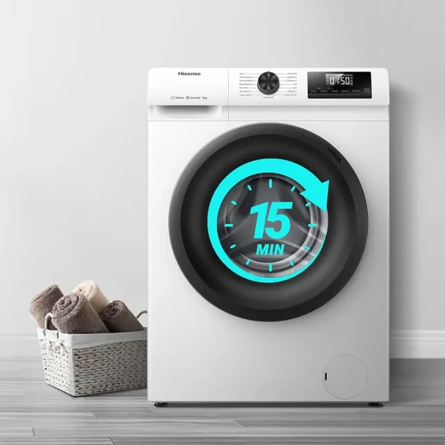 Hisense Lavatrice slim WF1Q9041BW Lavatrice con funzione vapore, 9 kg, 1400 giri/min, 15 programmi, 