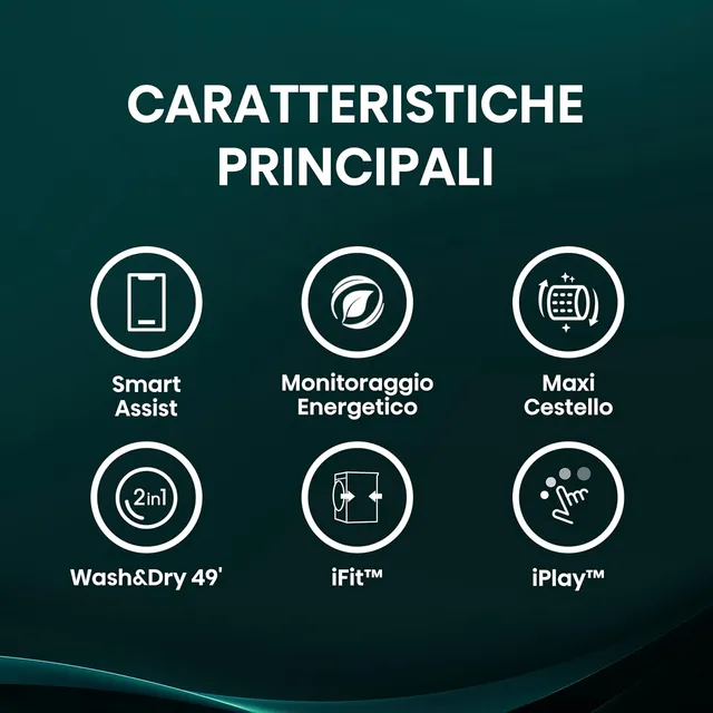 Hisense Lavasciuga WD5I8043BWF Lavasciuga Slim a Carica Frontale 8 kg, Slim, Classe A, 1400 rpm, 15 