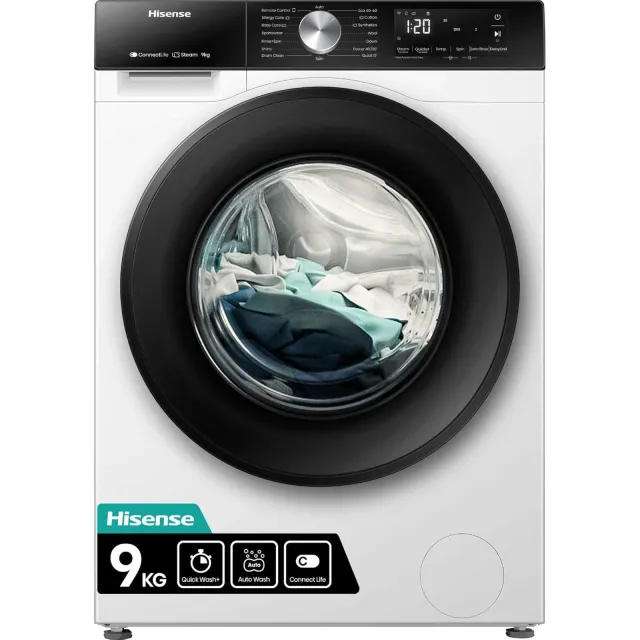 Hisense Lavatrice incasso WF3S9043BW3 Lavatrice, 9 kg, Classe A-30%/D, 1400 Giri/min, Larghezza 60 cm, 14 programmi, Bianco