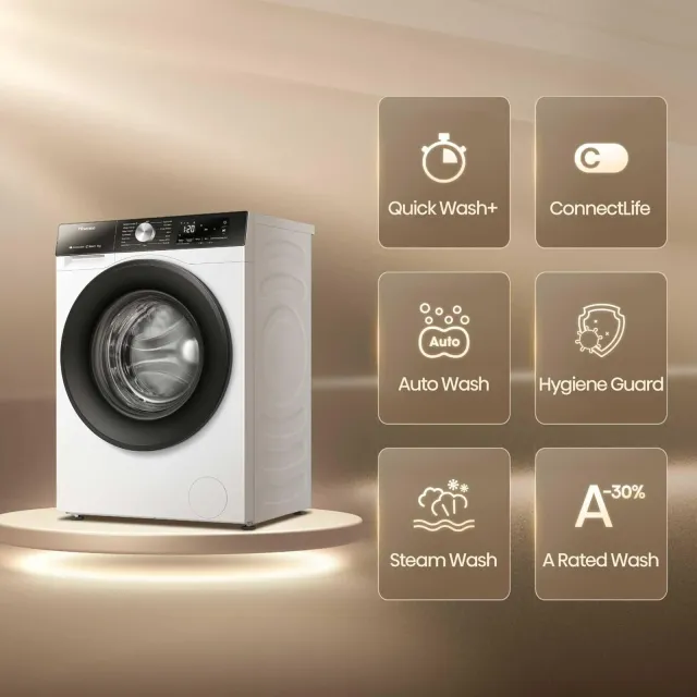 Hisense Lavatrice incasso WF3S9043BW3 Lavatrice, 9 kg, Classe A-30%/D, 1400 Giri/min, Larghezza 60 c