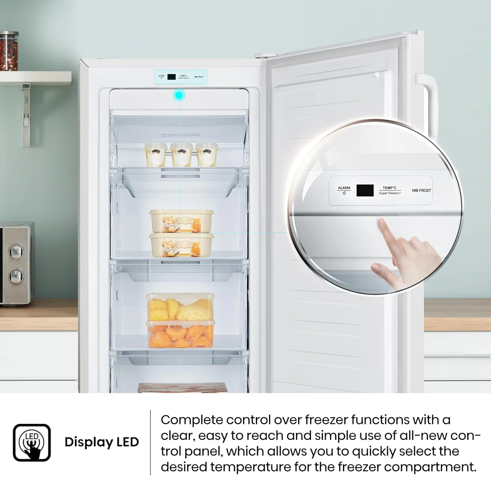 Hisense Congelatore FV191N4AW2 Freezer Verticale con display LED, Total No frost, 155 L, Inox