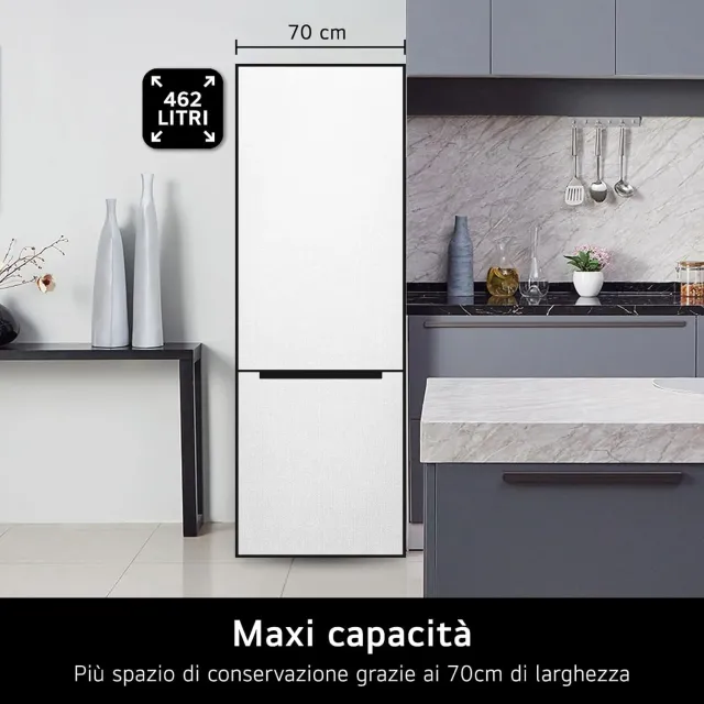 LG Frigorifero french door GBB567PZCMB Frigorifero Combinato Total No Frost, 462L, Larghezza 70cm, W