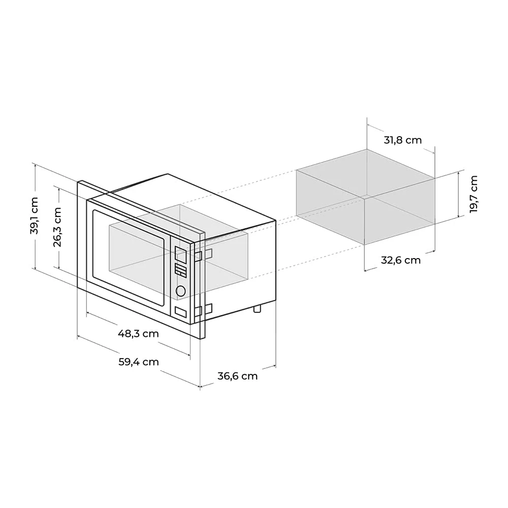 Cecotec Microonde incasso 2350 Digital built-in microwave GrandHeat Built-In White. 900W, Integrable