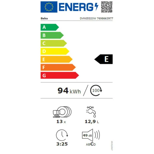Beko Lavastoviglie DVN05320W Lave-vaisselle Blanc (60 cm)