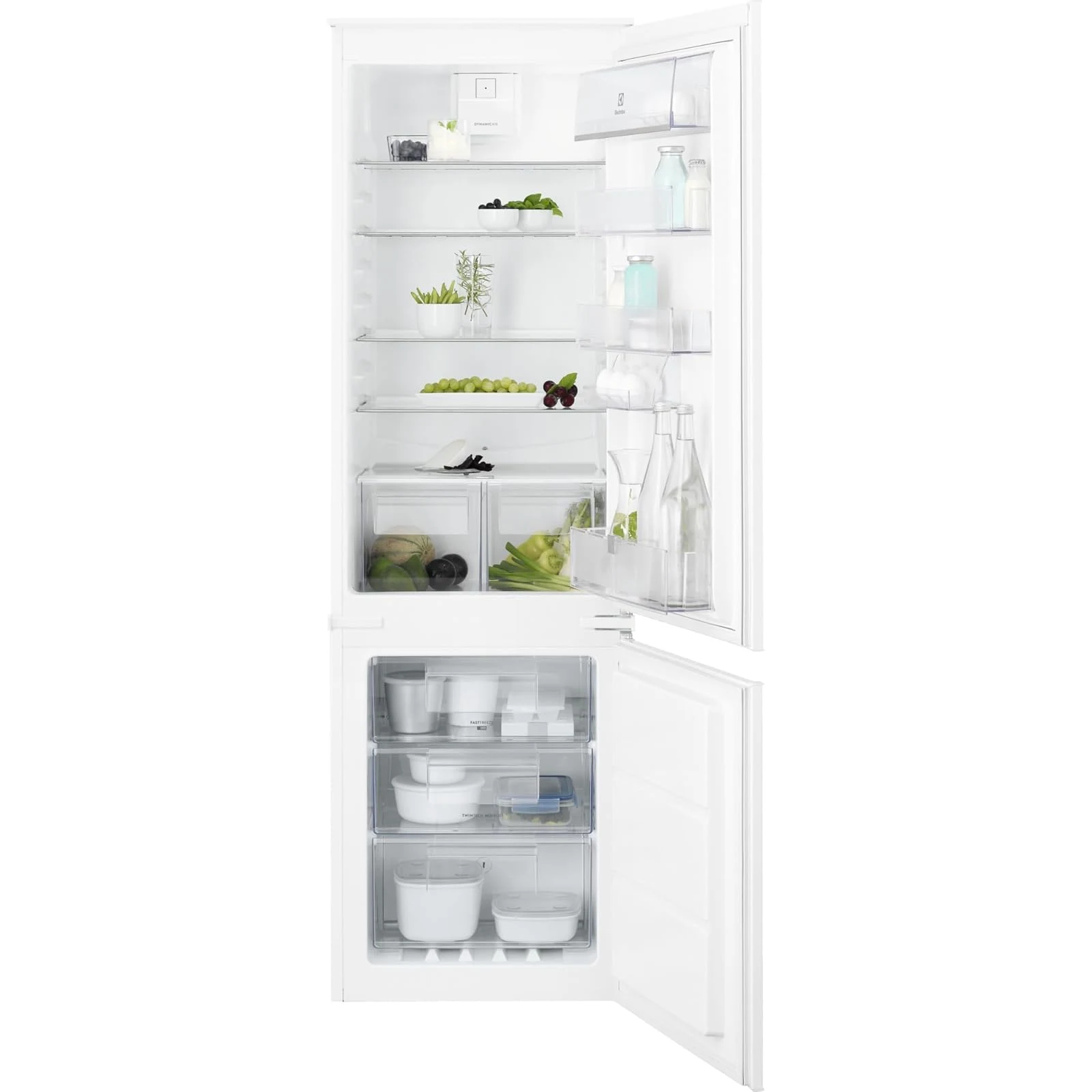 Electrolux Frigorifero incasso sottobase ENT6TE18S Frigocongelatore a Incasso Combinato TwinTech Total No Frost, 340L, Spazio per alimenti freschi, Illuminazione LED, Colore Bianco