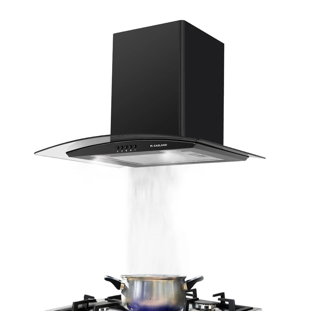 Gasland Gasland Cappa cucina angolo GR60BP Chef Cappa aspirante 60cm, Montaggio a Parete, 500 m³/h, 3 Livelli, Vetro Ner