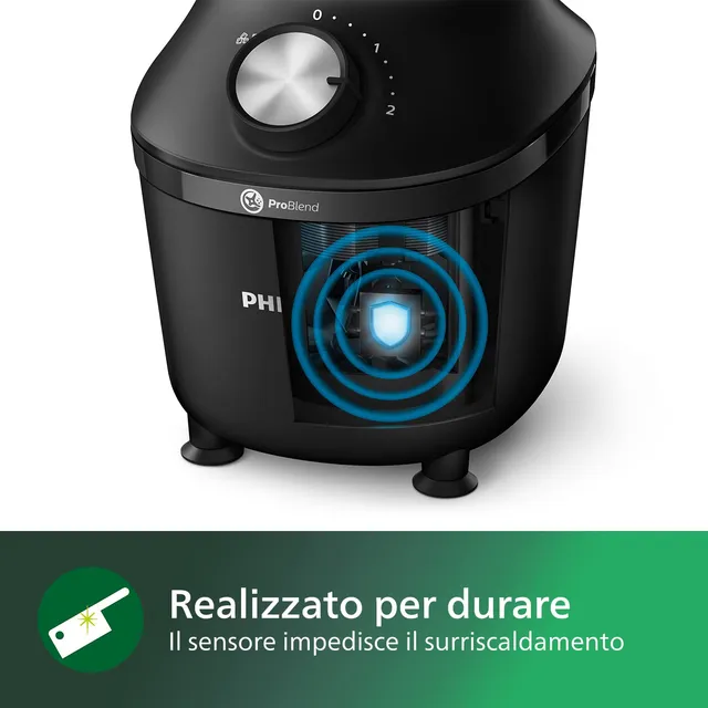Philips Frullatore 3000 Serie Frullatore – Bicchiere in Vetro Resistente da 2L, Tecnologia ProBlend,