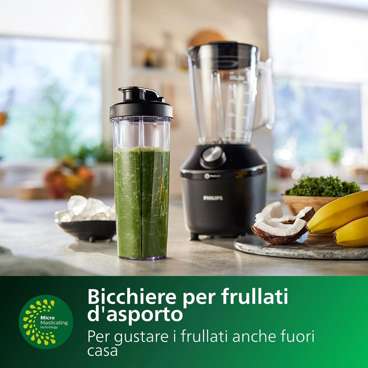 Philips Frullatore 3000 Serie Frullatore – Bicchiere in Vetro Resistente da 2L, Tecnologia ProBlend,