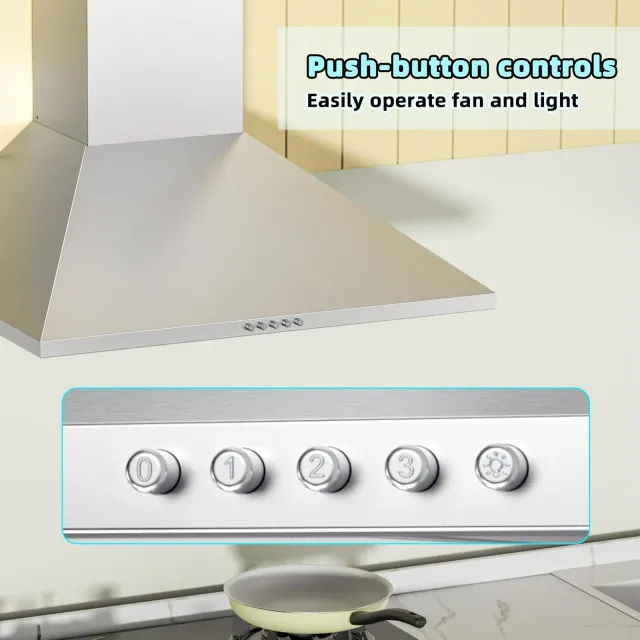 Firegas Cappa cucina angolo CC110 Cappa aspirante da parete 60 cm, 3 livelli di potenza, cappa aspir