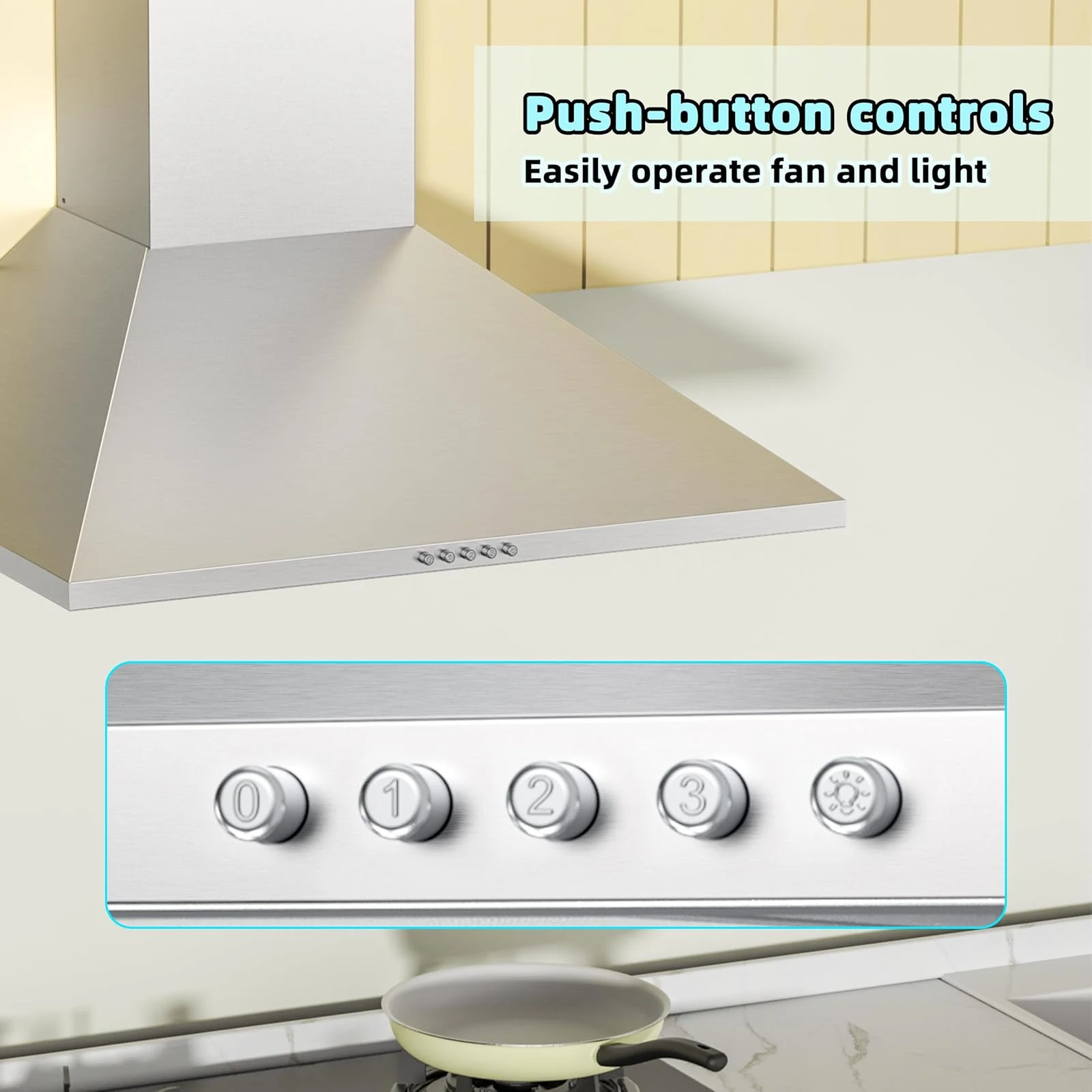 Firegas Cappa cucina angolo CC110 Cappa aspirante da parete 60 cm, 3 livelli di potenza, cappa aspir