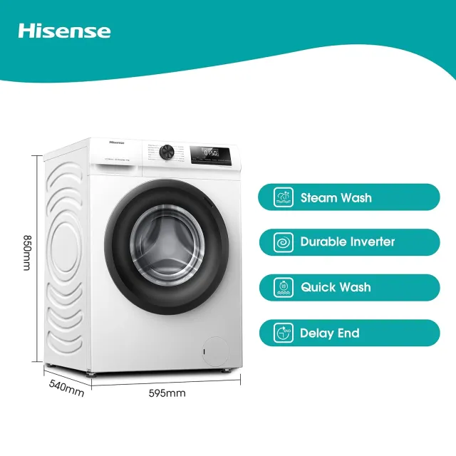 Hisense Lavatrice carica alto WFQP9014EVM – Lavatrice Carica Frontale 9 kg con Vapore, 1200 rpm, Cla