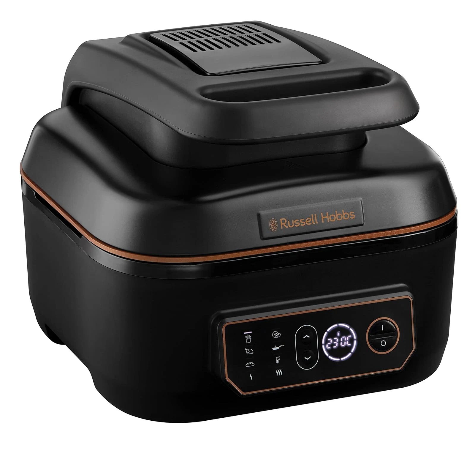 Russell Hobbs Friggitrice ad aria 260°C Friggitrice ad aria + Multicooker, XXL 5.5 L, 8 funzioni cottura, Energy saving, doppie resistenze come un forno, no olio, 1600 W, lavastoviglie ok, max , Satis