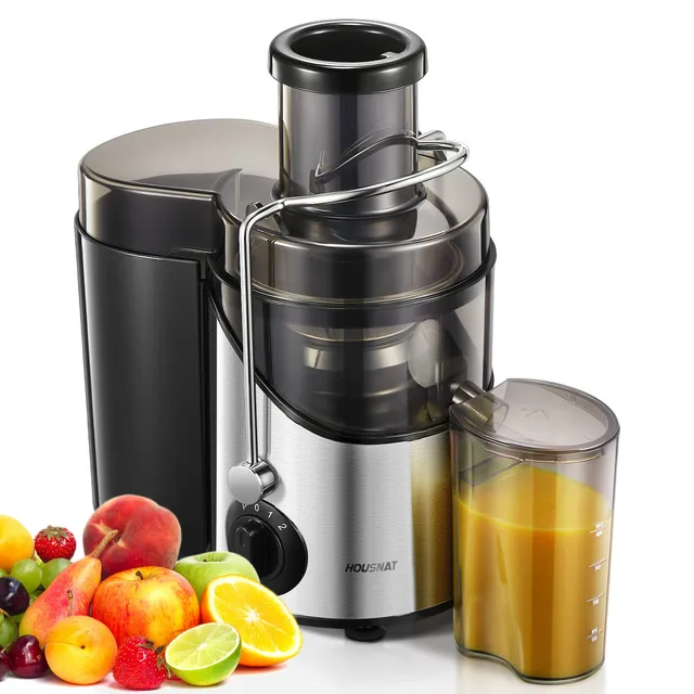 Centrifuga Estrattore di succo 400W Frutta e Verdura HOUSNAT, Estrattore Frutta e Verdura con 3 Velocità, 65 MM Bocca Grande Scivolo di Alimentazione da, Base Anti-Scivolo, Facile Pulizia, Includi