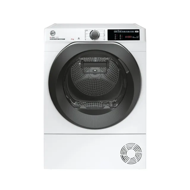 Hoover Asciugatrice incasso H9A3TCBEXS-S H-DRY 500 Asciugatrice 9 Kg a Pompa di Calore Inverter, Wi-Fi + Bluetooth, Active Dry, Motore Eco-Power, 15+1 Programmi, Classe C, 85x59,6x60,4 cm (AxLxP), Bian