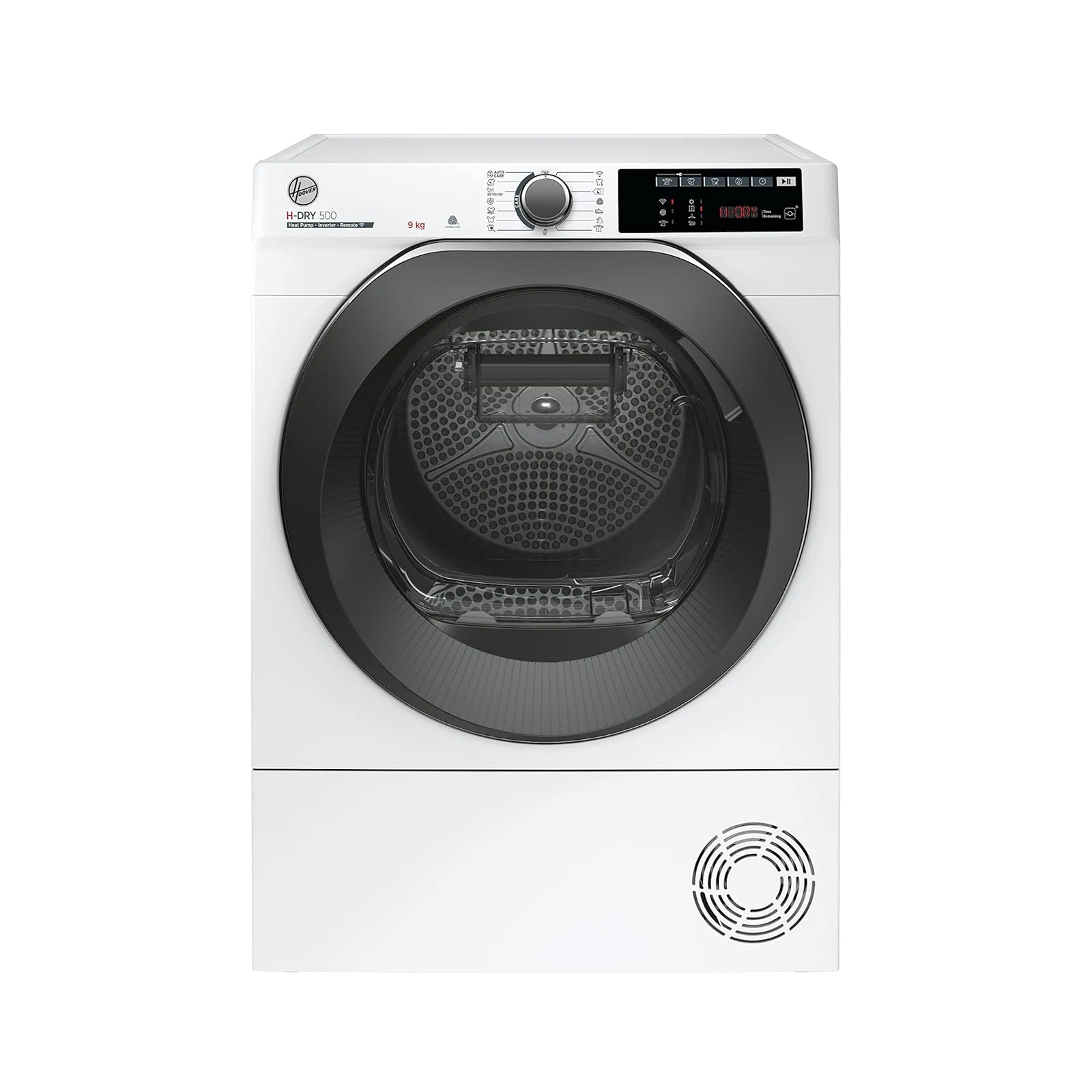 Hoover Asciugatrice incasso H9A3TCBEXS-S H-DRY 500 Asciugatrice 9 Kg a Pompa di Calore Inverter, Wi-Fi + Bluetooth, Active Dry, Motore Eco-Power, 15+1 Programmi, Classe C, 85x59,6x60,4 cm (AxLxP), Bian
