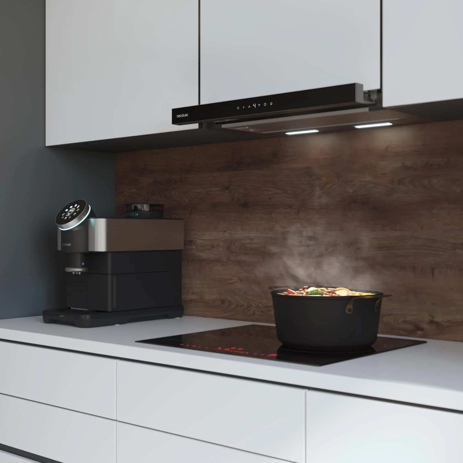Cecotec Cappa cucina downdraft 550m³ Cappa Telescopica 60 cm Flux TLT 605500 Glass A++. Motore 70W,