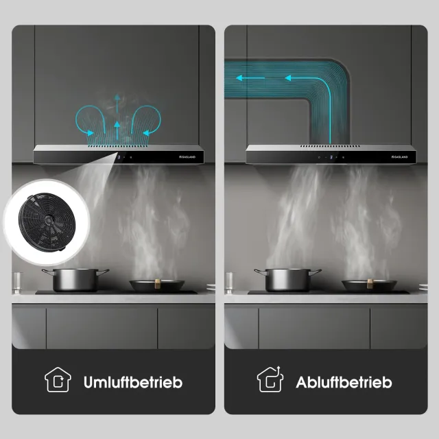 Gasland Cappa cucina angolo SR60SS Chef Aspiratore di fumi a ricircolo 60 cm, Aspiratore di fumi sil