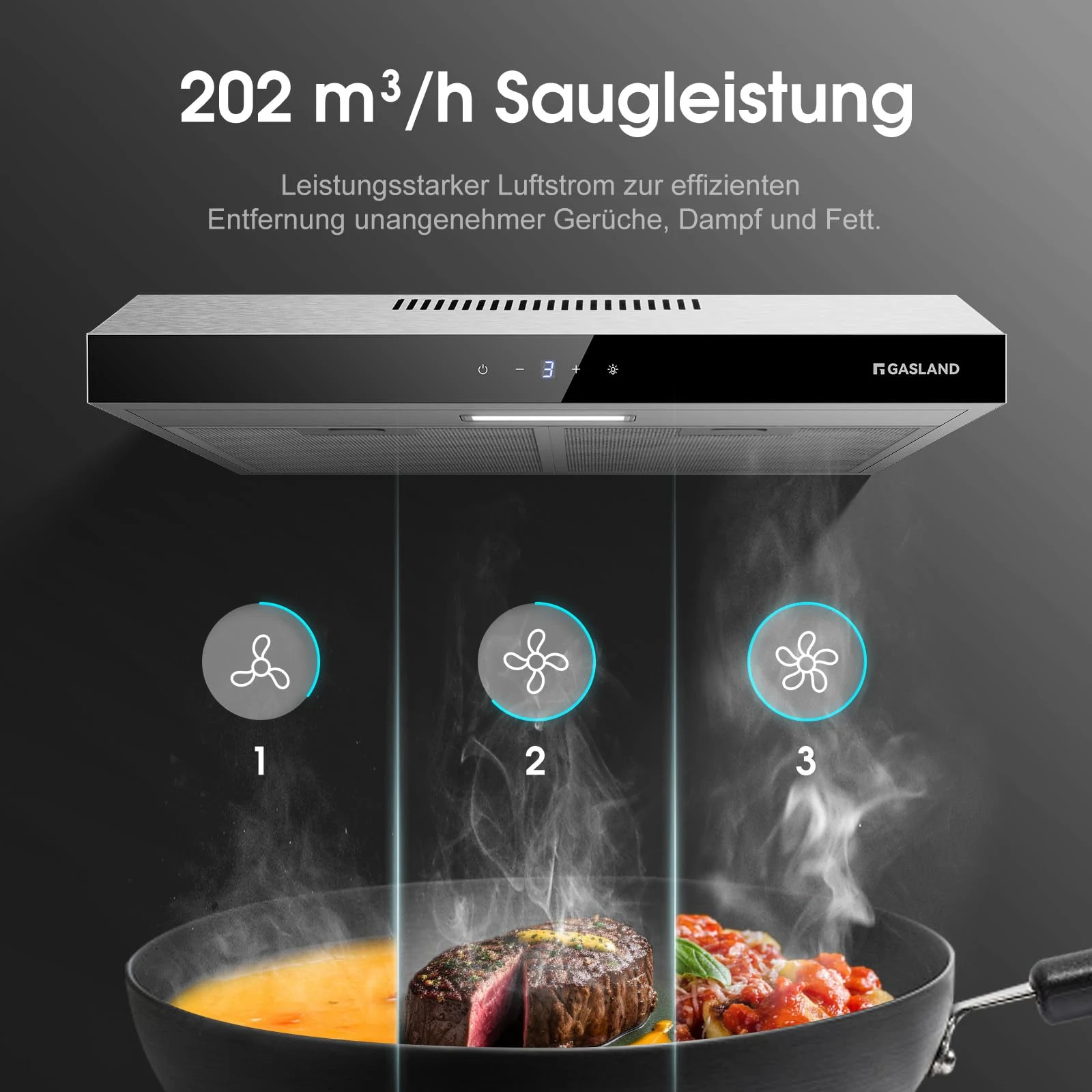 Gasland Cappa cucina angolo SR60SS Chef Aspiratore di fumi a ricircolo 60 cm, Aspiratore di fumi sil