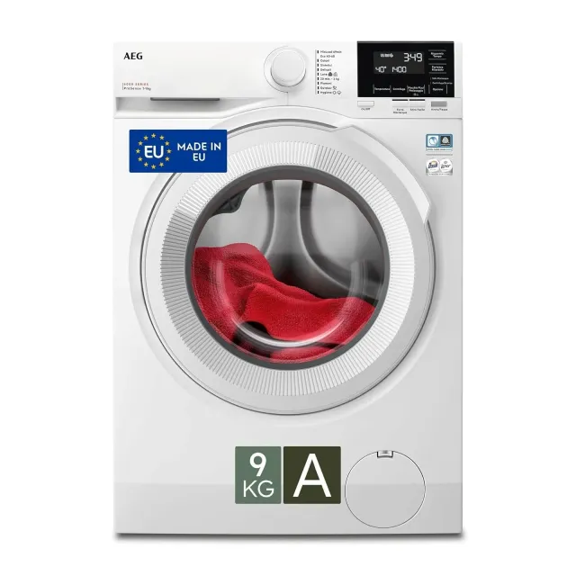 AEG Lavatrice incasso LR6G94OW Lavatrice carica frontale 9 kg Serie 6000 ProSense, classe A, 1400 giri/min, programma MixLoad 69 min 30°C, certificazione Swissatest 99,99%, motore inverter, 6