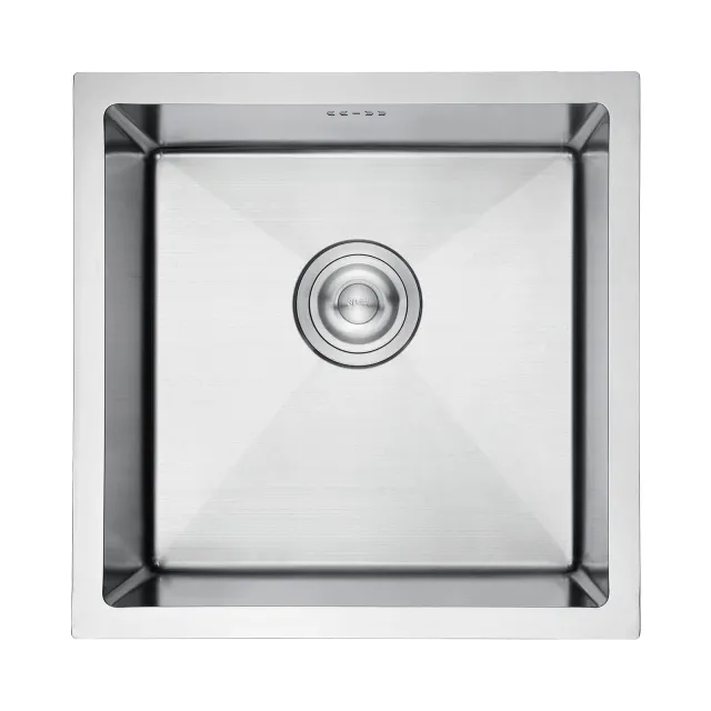 Ibergrif Lavello M84040 Lavello Cucina in Acciaio Inox 40x40 cm, Installazione a Sopratop o Filotop con Sifone Antiodore e Kit Scarico Completo