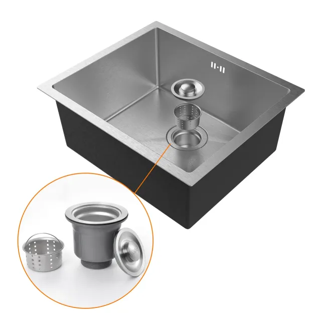 Ibergrif Lavello M84040 Lavello Cucina in Acciaio Inox 40x40 cm, Installazione a Sopratop o Filotop 