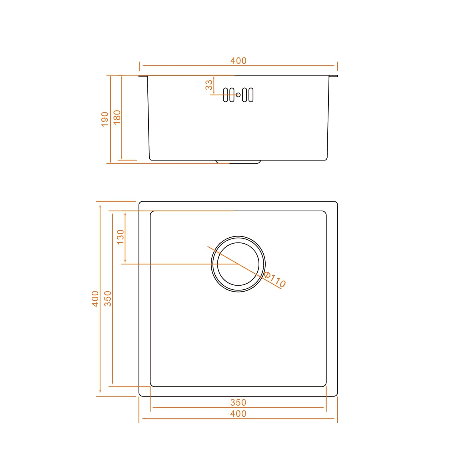 Ibergrif Lavello M84040 Lavello Cucina in Acciaio Inox 40x40 cm, Installazione a Sopratop o Filotop 