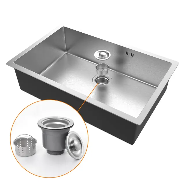 Ibergrif Lavello M87044 Lavello Cucina in Acciaio Inox 70x44 cm, Installazione a Sopratop o Filotop 
