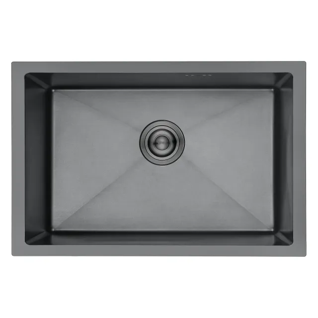 Ibergrif Lavello M87044B Lavello Cucina in Acciaio Inox 70x44 cm, Installazione a Sopratop o Filotop con Sifone Antiodore e Kit Scarico Completo, Grigio Scuro