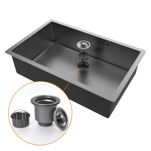 Ibergrif Lavello M87044B Lavello Cucina in Acciaio Inox 70x44 cm, Installazione a Sopratop o Filotop