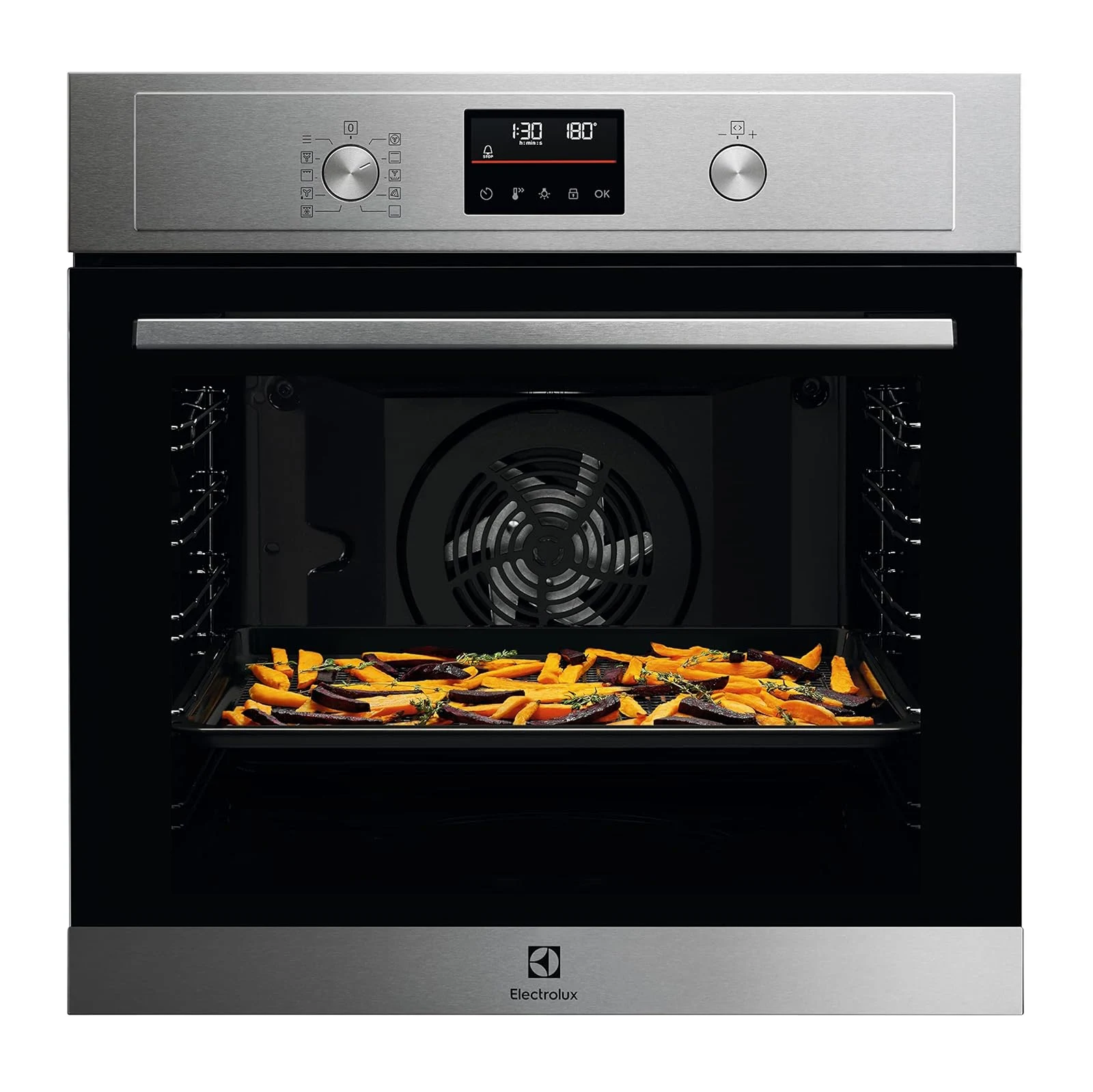 Electrolux Forno incasso EOM4P46TX Serie 500 Forno da Incasso Multifunzione Pirolitico, Capacità 72 L, , Classe A+, Funzione AirFry, Cottura Multilivello, 590x560x550mm, Inox antimpronta
