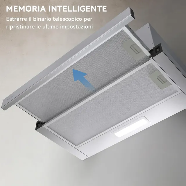 Hermitlux Cappa cucina soffitto 360m³ Cappa Aspirante 60 cm, Cappa da incasso /h, Luci LED, Evacuazi