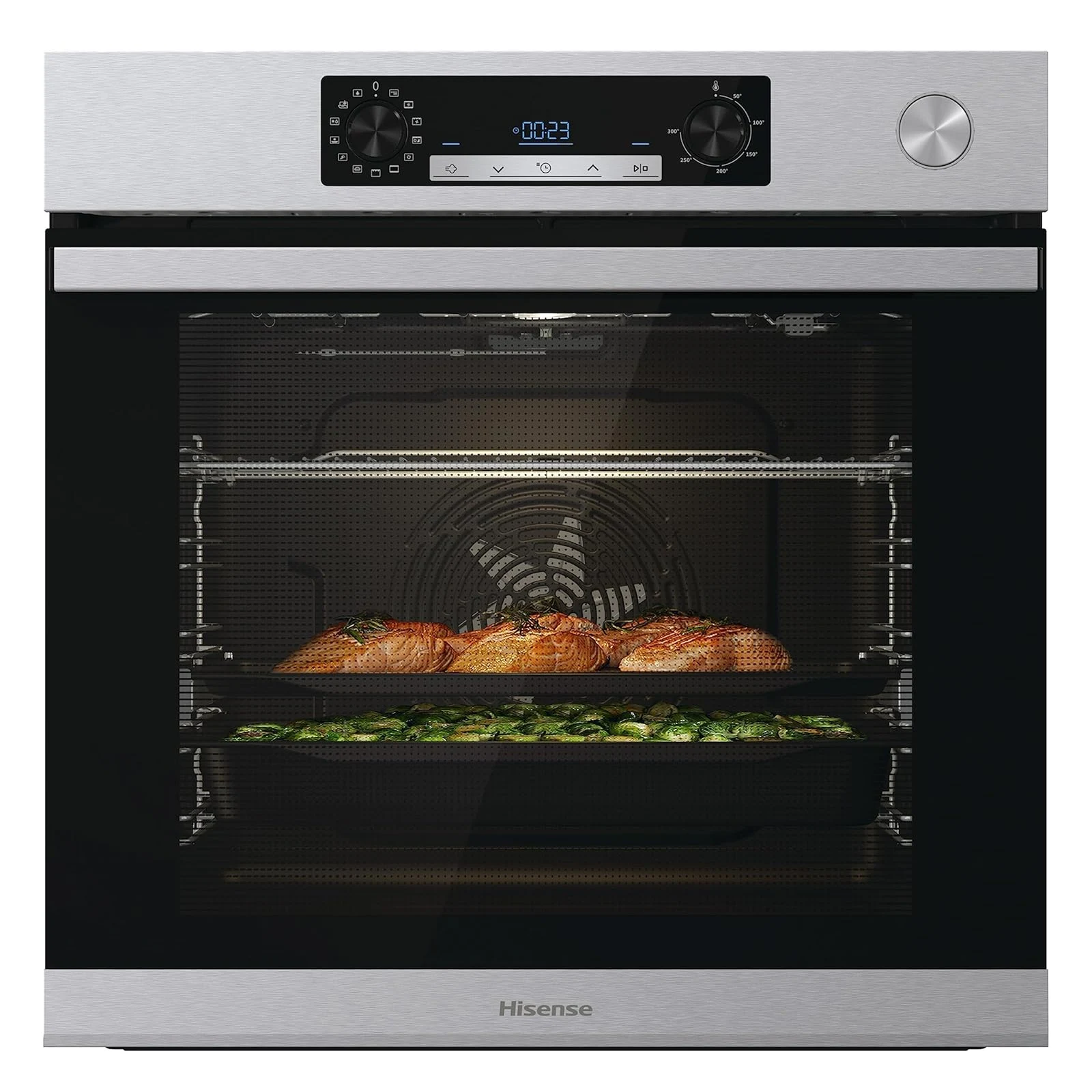 Hisense Hisense Forno incasso O66226AXS Forno Multifunzione Termoventilato, Cavità XXL 77 Litri, Pulizia Aqua Clean, 13