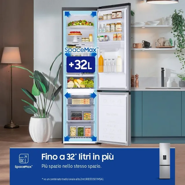 Samsung Frigorifero monoporta RB38C634DSA/EF Frigorifero Combinato EcoFlex AI con Dispenser dell'Acq