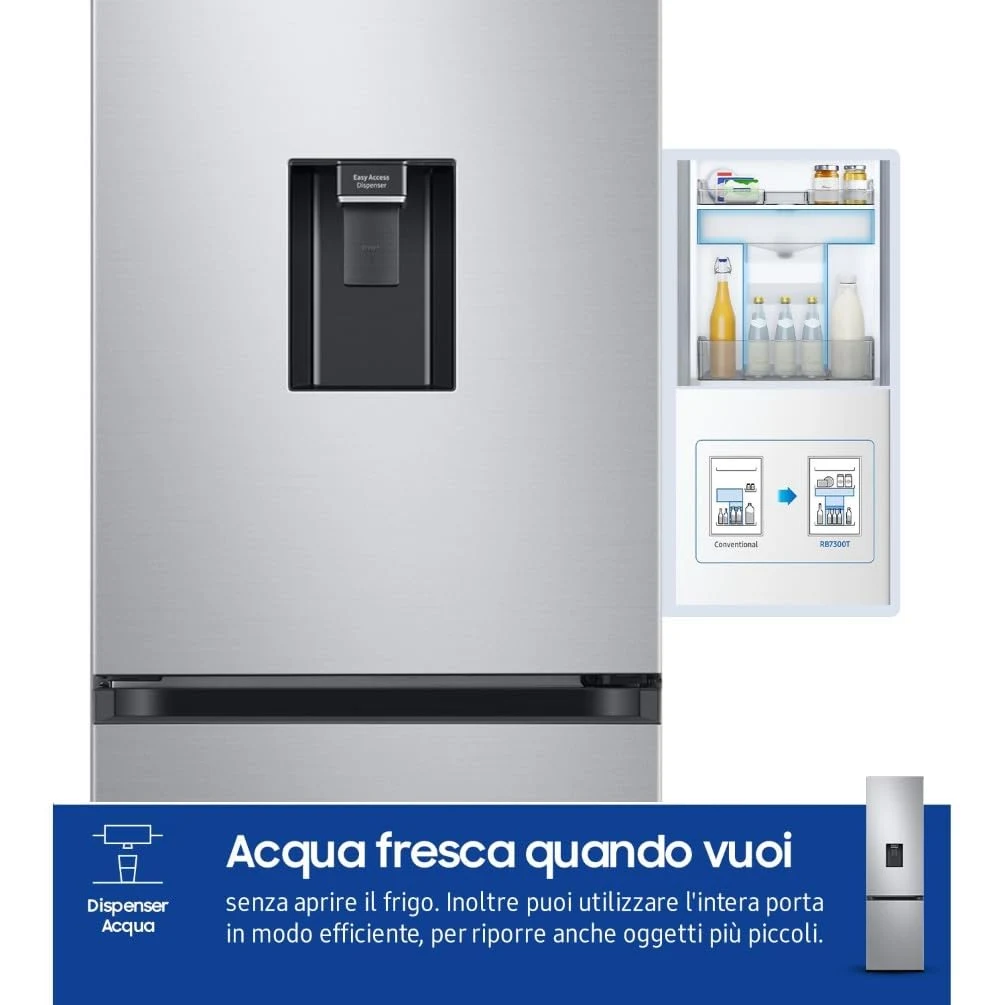 Samsung Frigorifero monoporta RB38C634DSA/EF Frigorifero Combinato EcoFlex AI con Dispenser dell'Acq