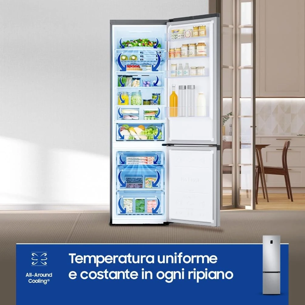 Samsung Frigorifero side by side RB38C672CSA/EF EcoFlex AI Frigorifero Combinato, WiFi, SpaceMax, To